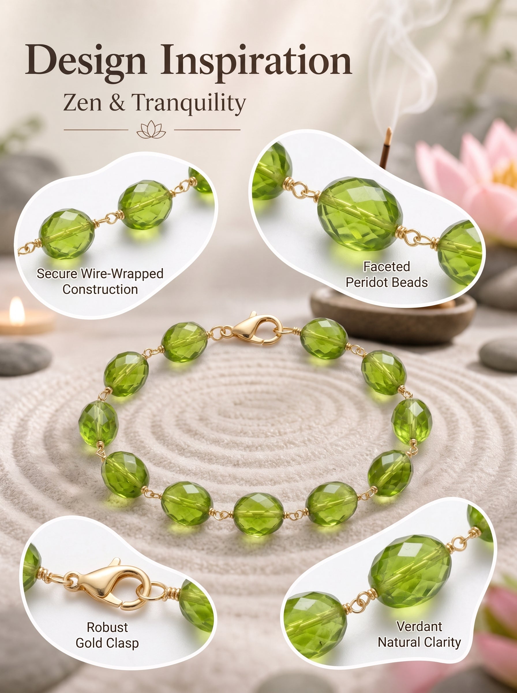 Premium Peridot Beaded Bracelet | Hand-Polished Natural Gemstone Jewelry for Joy & Inner Peace