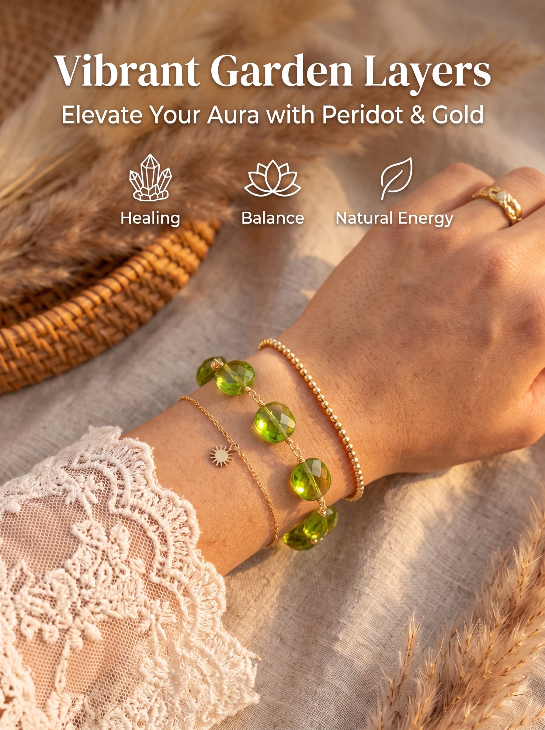 Premium Peridot Beaded Bracelet | Hand-Polished Natural Gemstone Jewelry for Joy & Inner Peace