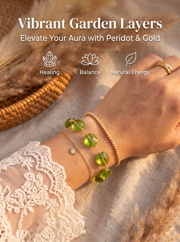 Premium Peridot Beaded Bracelet | Hand-Polished Natural Gemstone Jewelry for Joy & Inner Peace