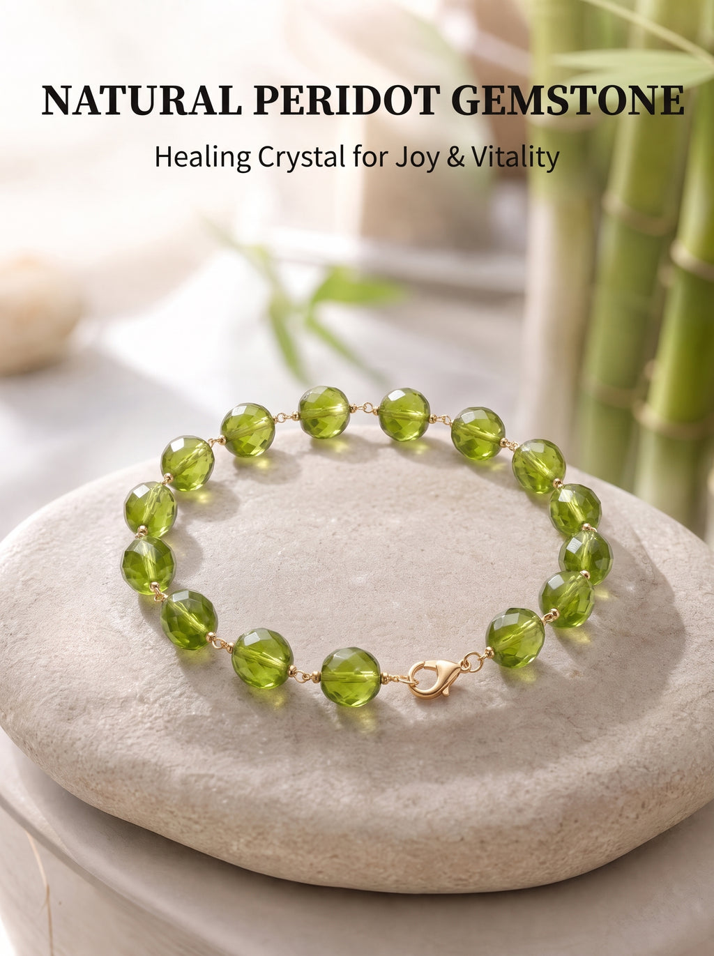 Premium Peridot Beaded Bracelet | Hand-Polished Natural Gemstone Jewelry for Joy & Inner Peace