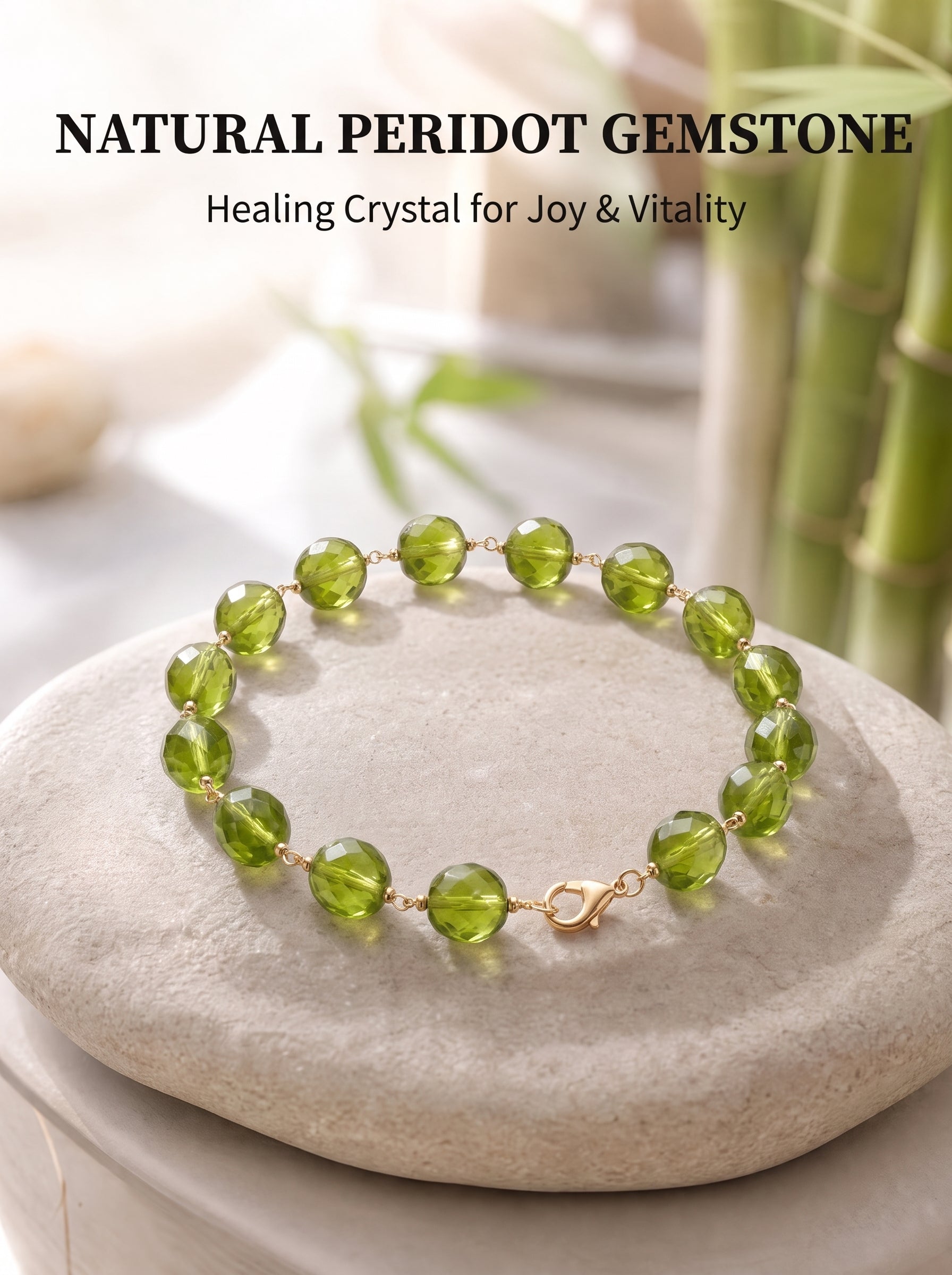 Premium Peridot Beaded Bracelet | Hand-Polished Natural Gemstone Jewelry for Joy & Inner Peace
