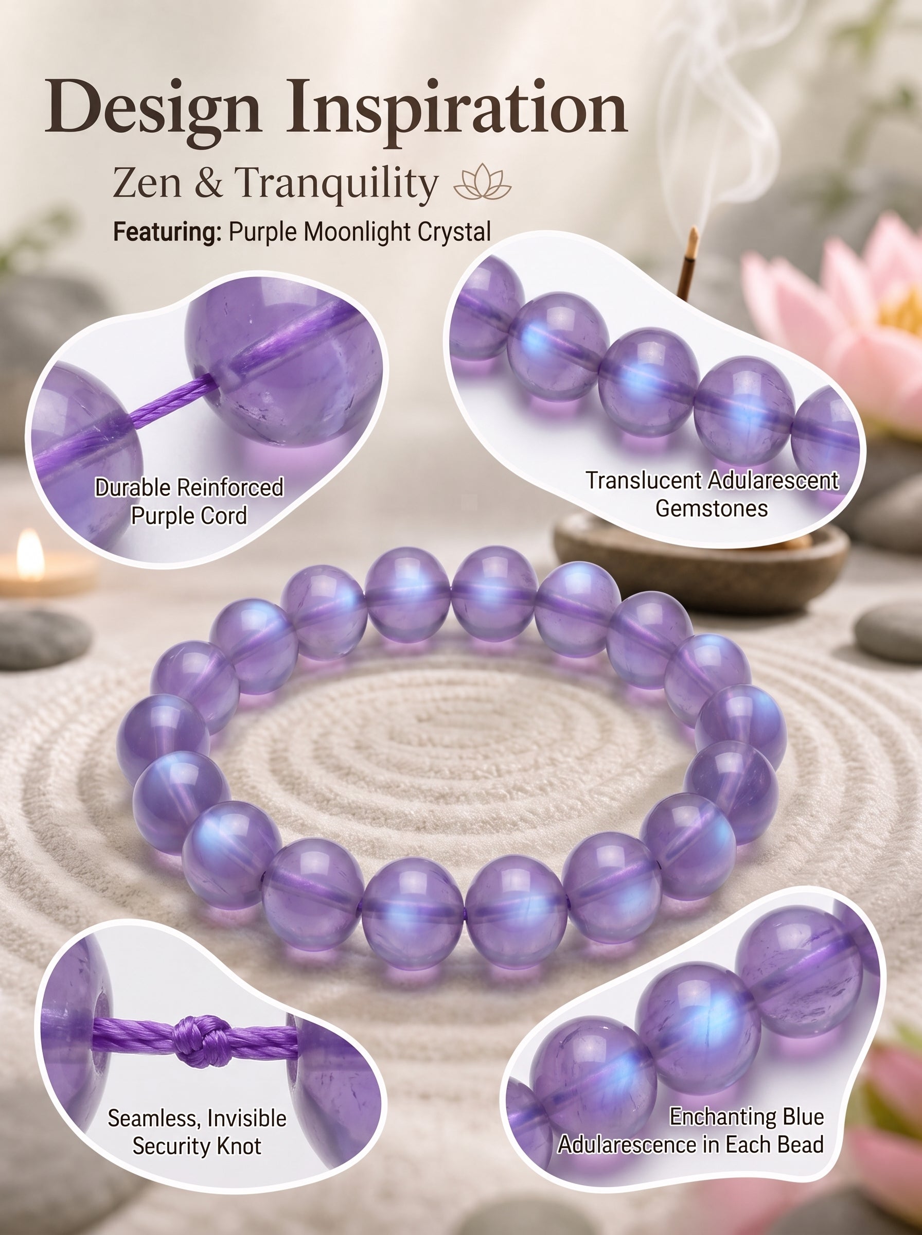 Authentic Amethyst Bracelet with Moonlight Glow | The "Stone of Spirituality" | Unique Healing Crystal Jewelry