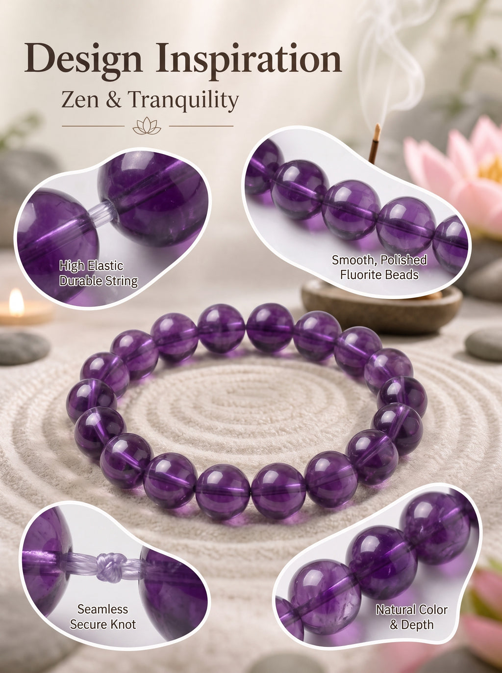 Authentic Purple Fluorite Bracelet | The "Stone of Spirit" | Unique Gemstone Jewelry for Meditation