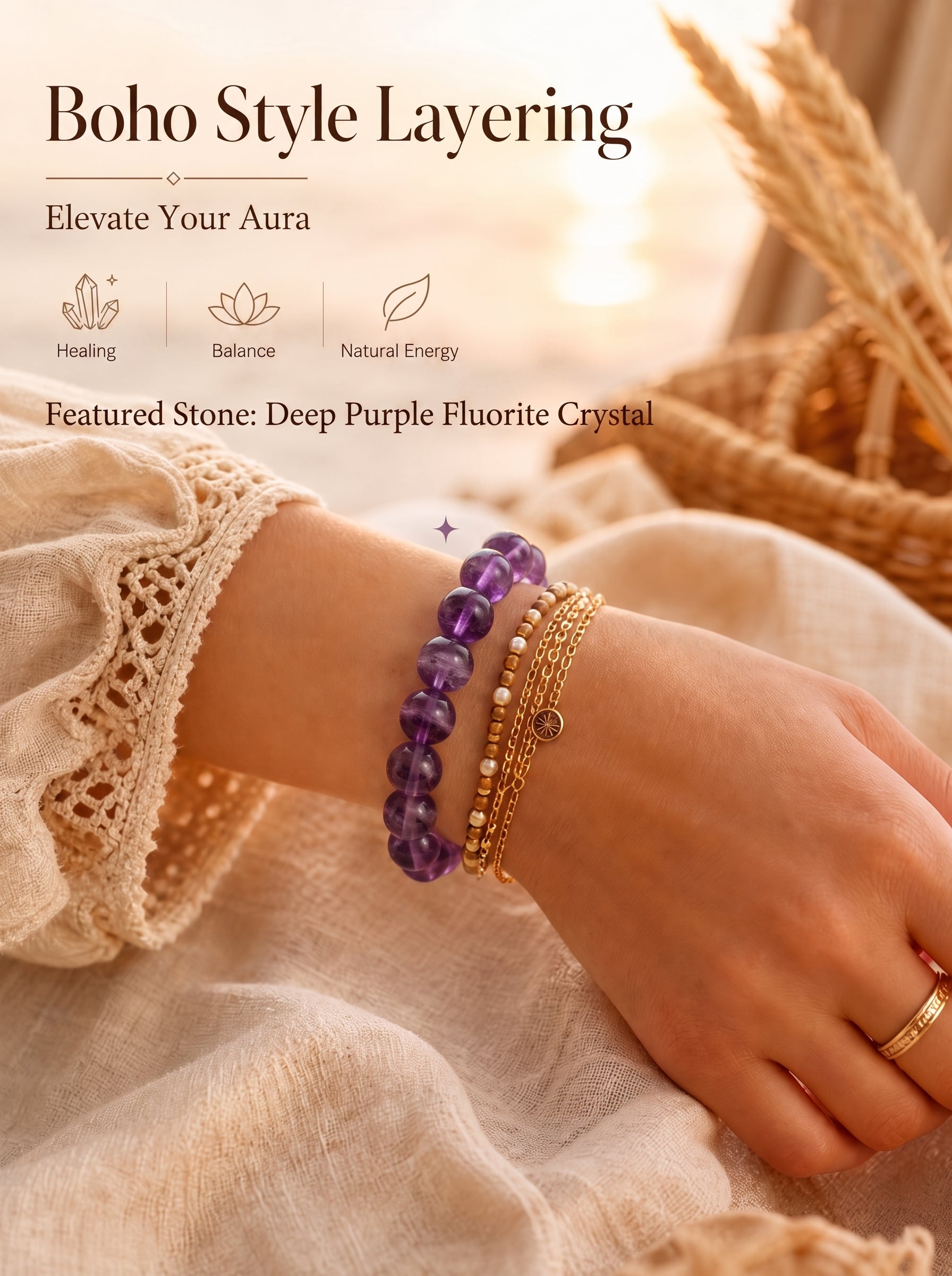 Authentic Purple Fluorite Bracelet | The "Stone of Spirit" | Unique Gemstone Jewelry for Meditation