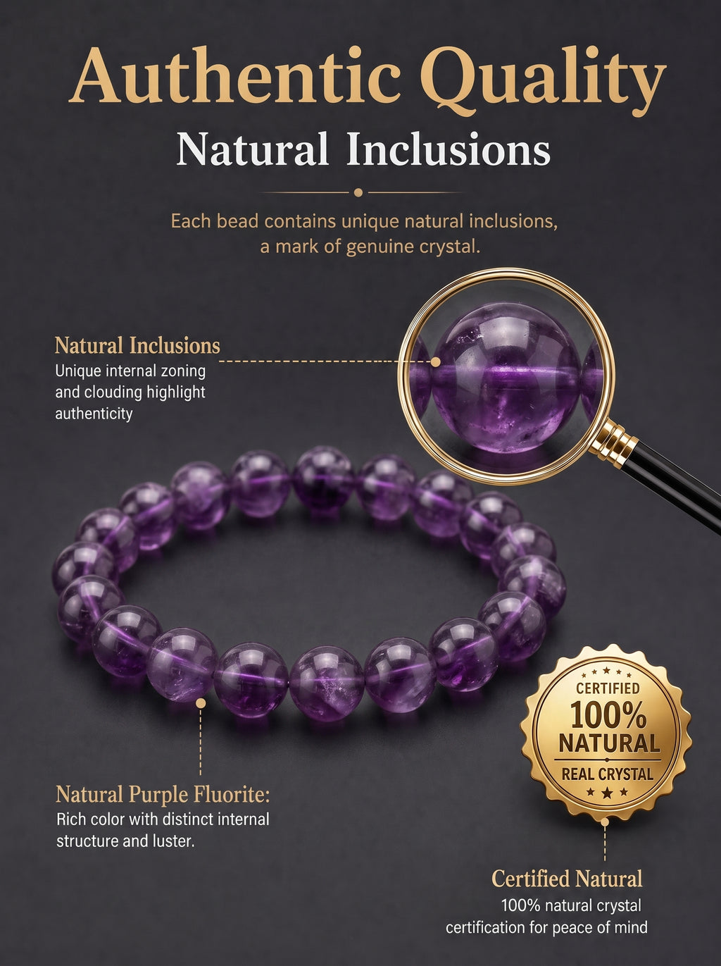 Authentic Purple Fluorite Bracelet | The "Stone of Spirit" | Unique Gemstone Jewelry for Meditation