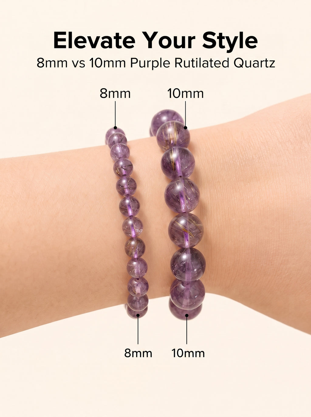 Authentic Purple Rutilated Quartz Bracelet | The "Stone of Prosperity" | Unique Healing Crystal Jewelry