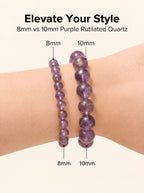 Authentic Purple Rutilated Quartz Bracelet | The "Stone of Prosperity" | Unique Healing Crystal Jewelry