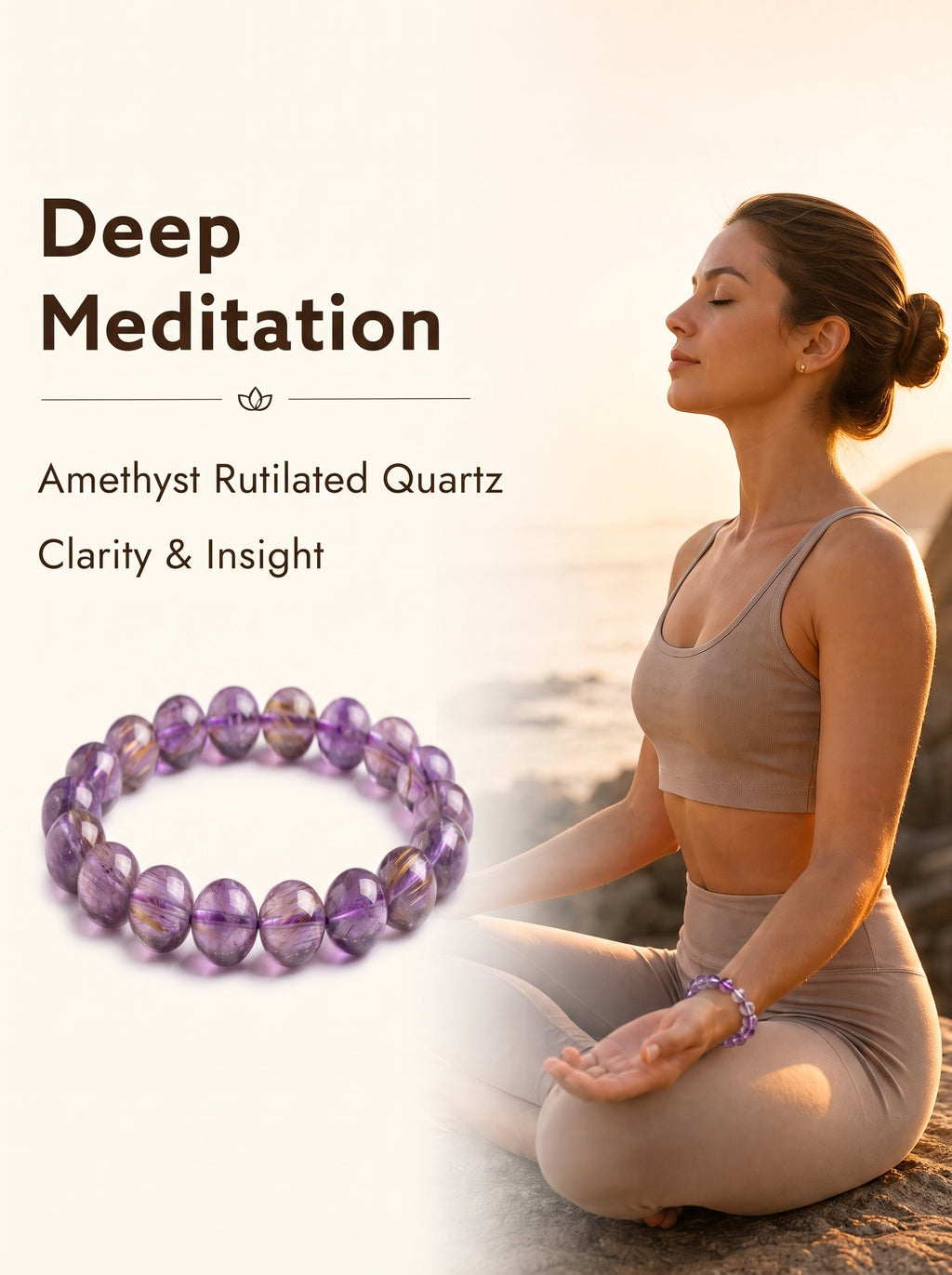 Authentic Purple Rutilated Quartz Bracelet | The "Stone of Prosperity" | Unique Healing Crystal Jewelry
