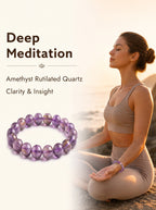 Authentic Purple Rutilated Quartz Bracelet | The "Stone of Prosperity" | Unique Healing Crystal Jewelry