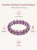Authentic Purple Rutilated Quartz Bracelet | The "Stone of Prosperity" | Unique Healing Crystal Jewelry