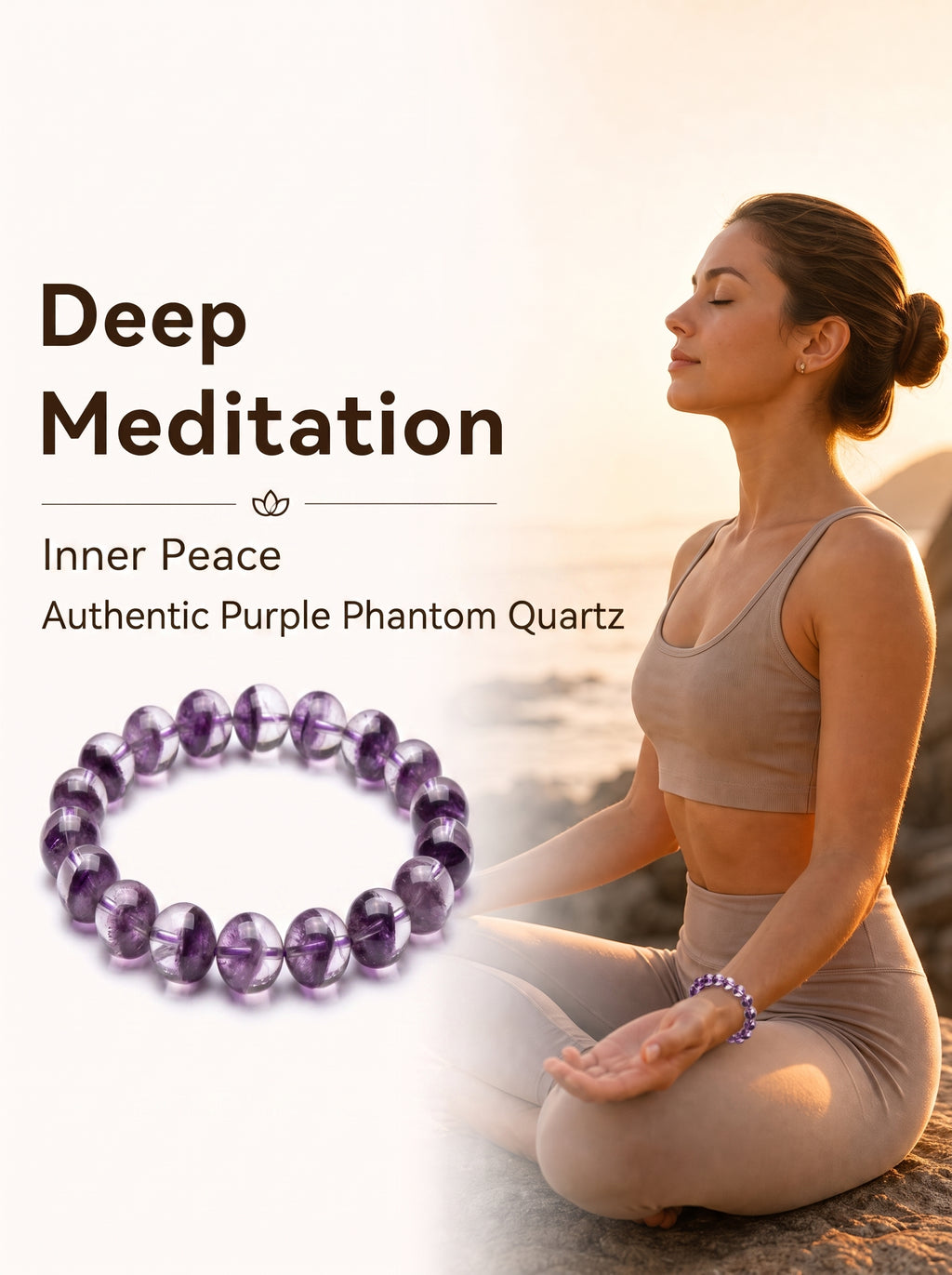 Authentic Purple Phantom Quartz Bracelet | The "Phantom Crystal" | Unique Healing Gemstone Jewelry