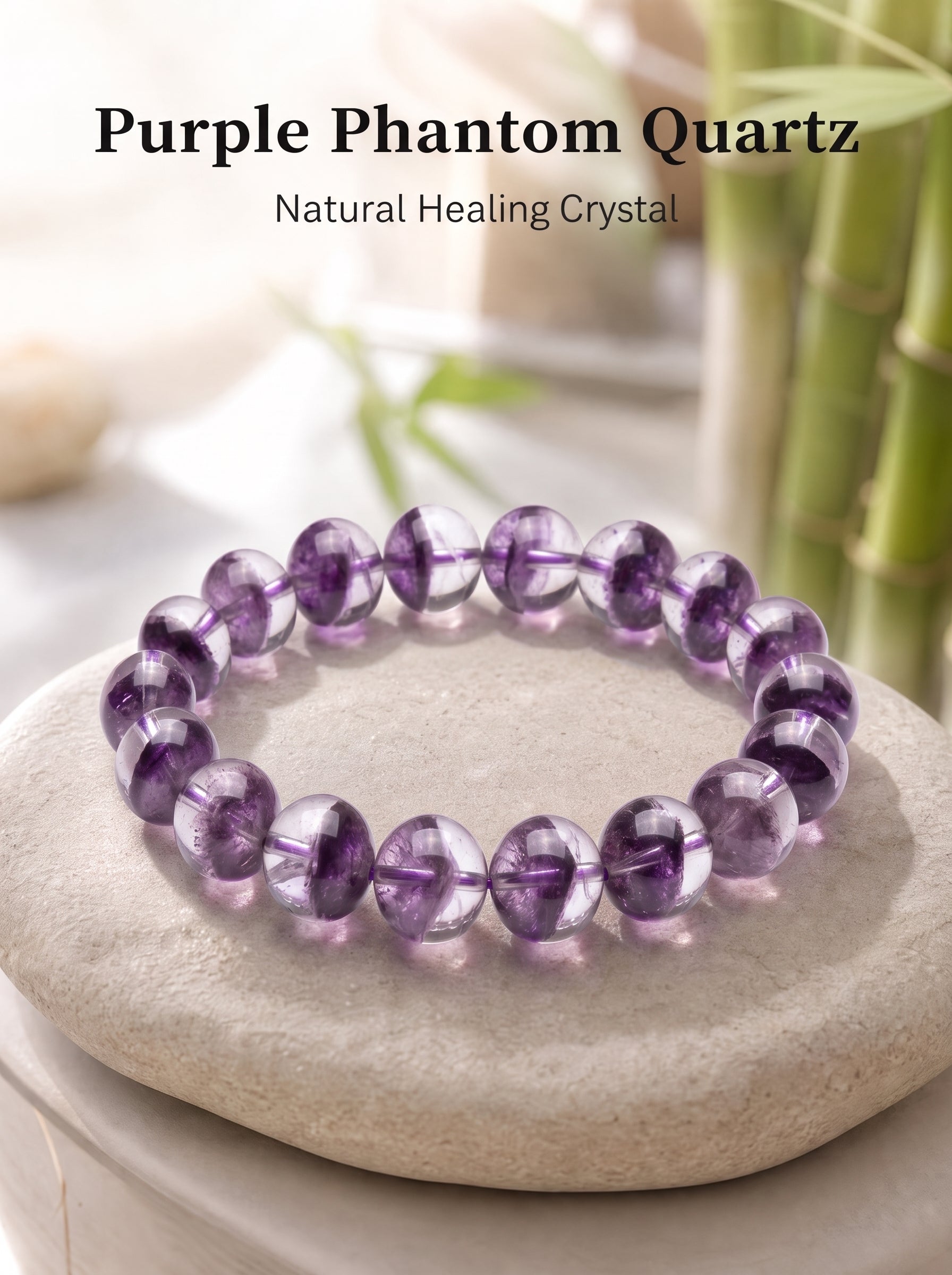 Authentic Purple Phantom Quartz Bracelet | The "Phantom Crystal" | Unique Healing Gemstone Jewelry