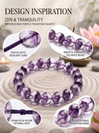 Authentic Purple Phantom Quartz Bracelet | The "Phantom Crystal" | Unique Healing Gemstone Jewelry