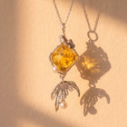 Mermaid Tail & Citrine Pendant | Handcrafted Silver Wire-Wrapped Fantasy Necklace