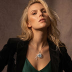 Aquamarine Crystal Cage Pendant | Silver Copper Wire-Wrapped Pearl Necklace