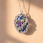 Labradorite Molten Caged Pendant | Antique Silver Copper Gothic Dragon Scale Necklace