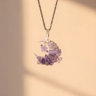 Purple Fluorite & Amethyst Crescent Moon Pendant | Wire-Wrapped Star & Butterfly Necklace
