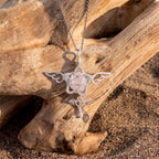 Rose Quartz Winged Star Pendant | Wire-Wrapped Heart Key Necklace