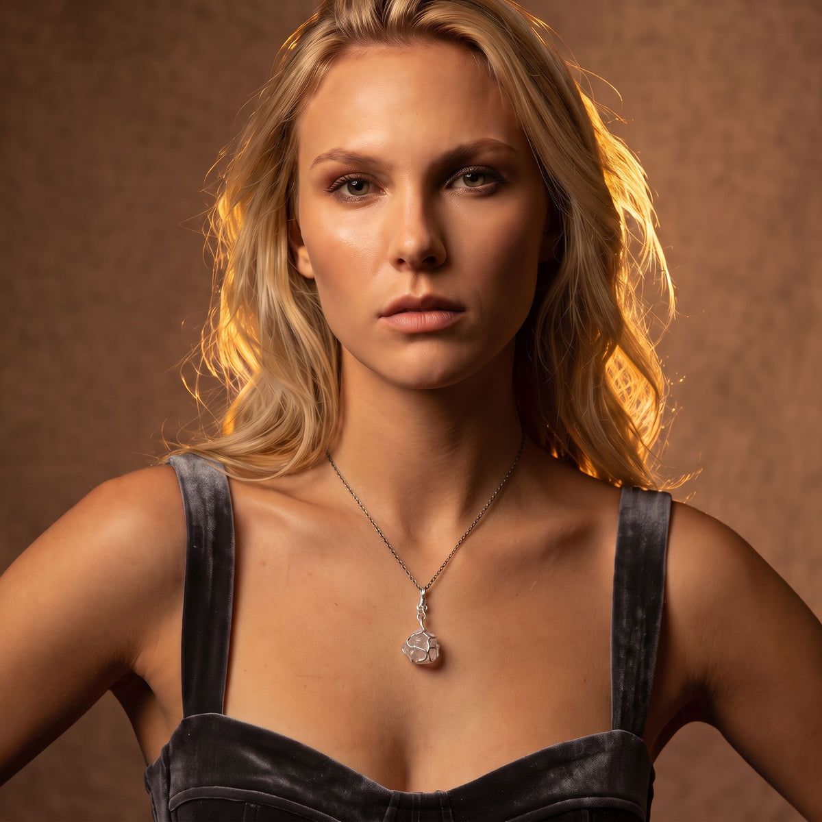 Raw Citrine Crystal Pendant | Sculpted Rose Gold Wire-Wrapped Stone Necklace