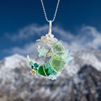 Green Prehnite & Aventurine Crescent Moon Pendant | Wire-Wrapped Star & Butterfly Necklace