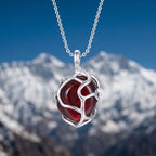 Deep Red Garnet Crystal Pendant | Sculpted Silver Wire-Wrapped Stone Necklace