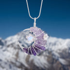 Amethyst Crescent Moon Pendant | Wire-Wrapped Star Necklace