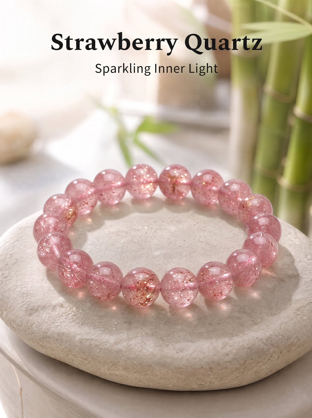 Premium Strawberry Quartz Beaded Bracelet | Hand-Polished Natural Gemstone Jewelry for Attraction & Harmony