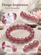 Premium Strawberry Quartz Beaded Bracelet | Hand-Polished Natural Gemstone Jewelry for Attraction & Harmony