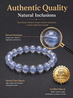 Premium Blue Rabbit Hair Quartz Beaded Bracelet | Hand-Polished Natural Gemstone Jewelry for Inner Peace & Clarity