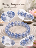 Premium Blue Rabbit Hair Quartz Beaded Bracelet | Hand-Polished Natural Gemstone Jewelry for Inner Peace & Clarity