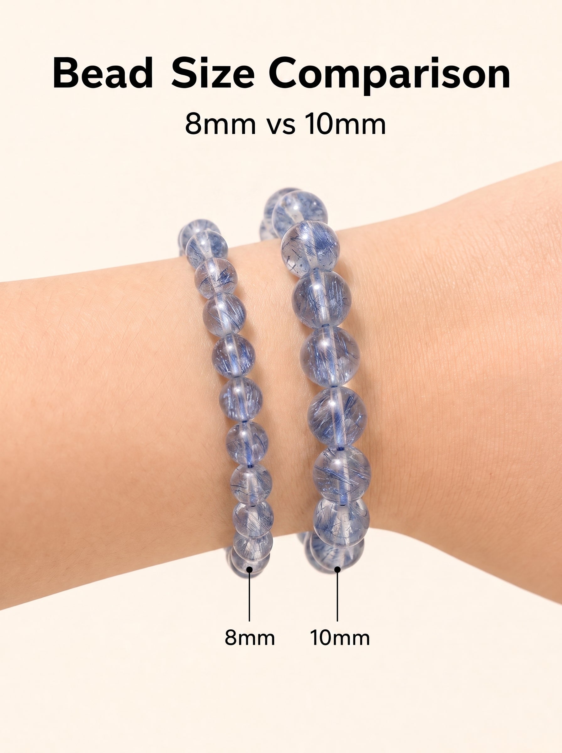 Premium Blue Rabbit Hair Quartz Beaded Bracelet | Hand-Polished Natural Gemstone Jewelry for Inner Peace & Clarity