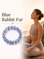 Premium Blue Rabbit Hair Quartz Beaded Bracelet | Hand-Polished Natural Gemstone Jewelry for Inner Peace & Clarity