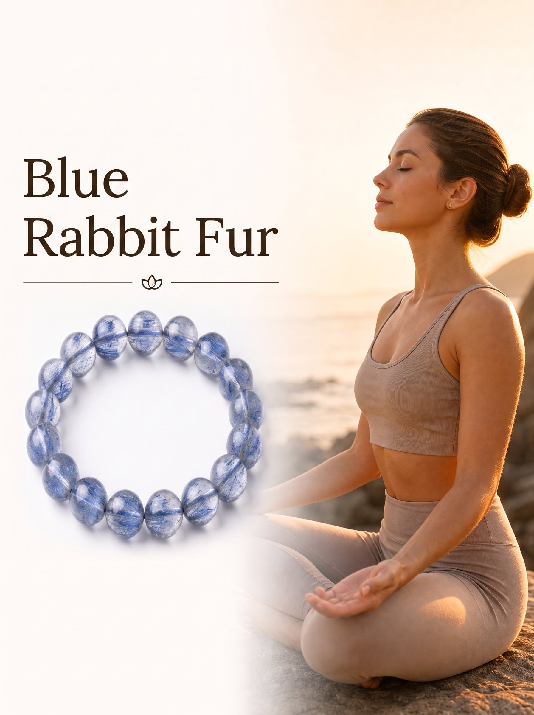 Premium Blue Rabbit Hair Quartz Beaded Bracelet | Hand-Polished Natural Gemstone Jewelry for Inner Peace & Clarity
