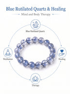Premium Blue Rabbit Hair Quartz Beaded Bracelet | Hand-Polished Natural Gemstone Jewelry for Inner Peace & Clarity