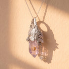 Super Seven Crystal Cluster Pendant | Antique Silver Copper Crystal Chain Necklace