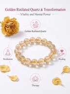 Premium Yellow Hematoid Quartz Beaded Bracelet | Hand-Polished Natural Gemstone Jewelry for Energy & Manifestation