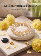 Premium Yellow Hematoid Quartz Beaded Bracelet | Hand-Polished Natural Gemstone Jewelry for Energy & Manifestation