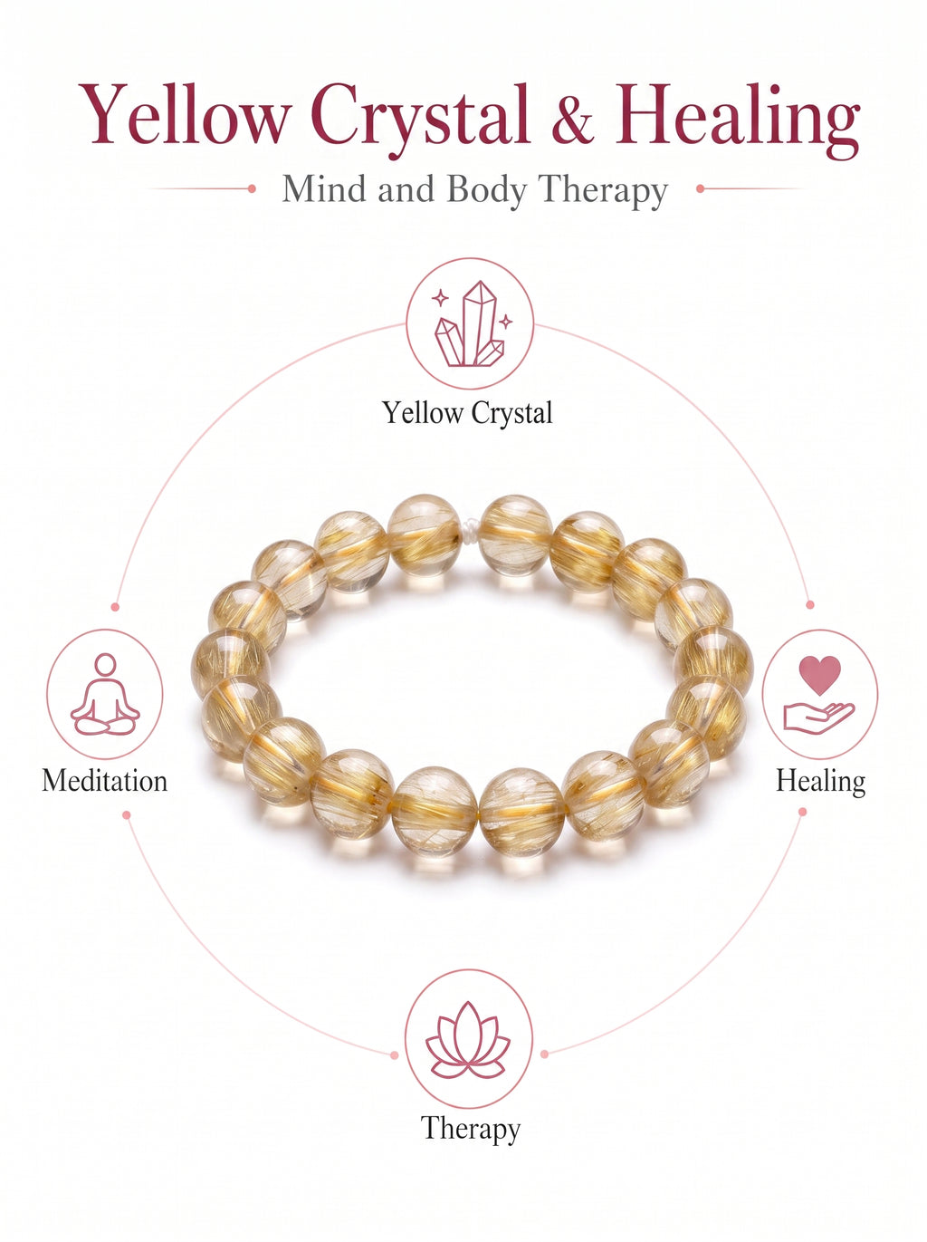 Premium Golden Rutilated Quartz Beaded Bracelet | Hand-Polished Natural Gemstone Jewelry for Abundance & Success