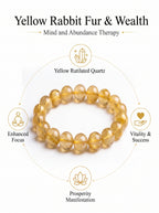 Premium Yellow Rabbit Hair Quartz Bracelet | Hand-Polished Natural Gemstone Jewelry for Joy & Prosperity