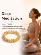 Premium Yellow Rabbit Hair Quartz Bracelet | Hand-Polished Natural Gemstone Jewelry for Joy & Prosperity
