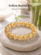 Premium Yellow Rabbit Hair Quartz Bracelet | Hand-Polished Natural Gemstone Jewelry for Joy & Prosperity