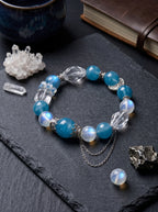 Pisces Sovereign Deep Sea Crystal Bracelet | Aquamarine & Amethyst Talisman