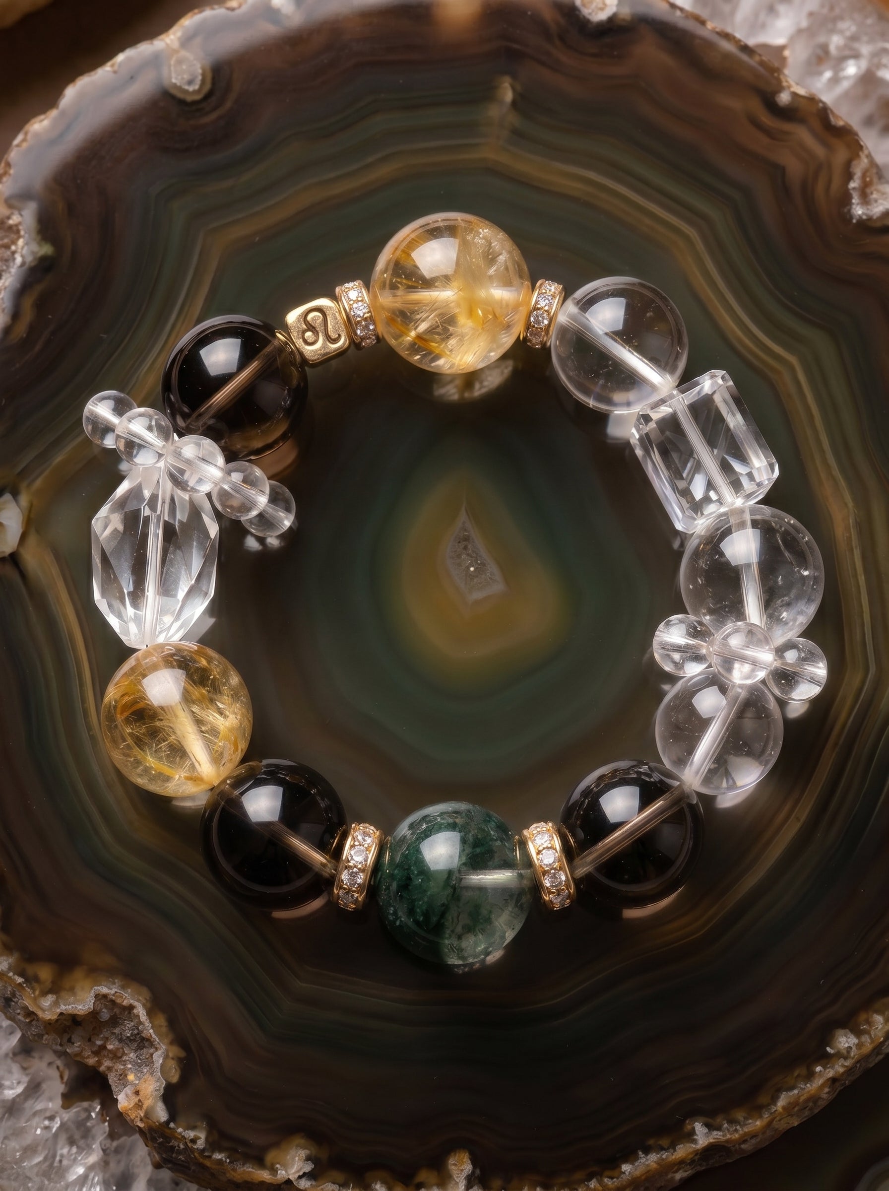 Leo Sovereign Command Crystal Bracelet | Obsidian & Tiger's Eye Talisman