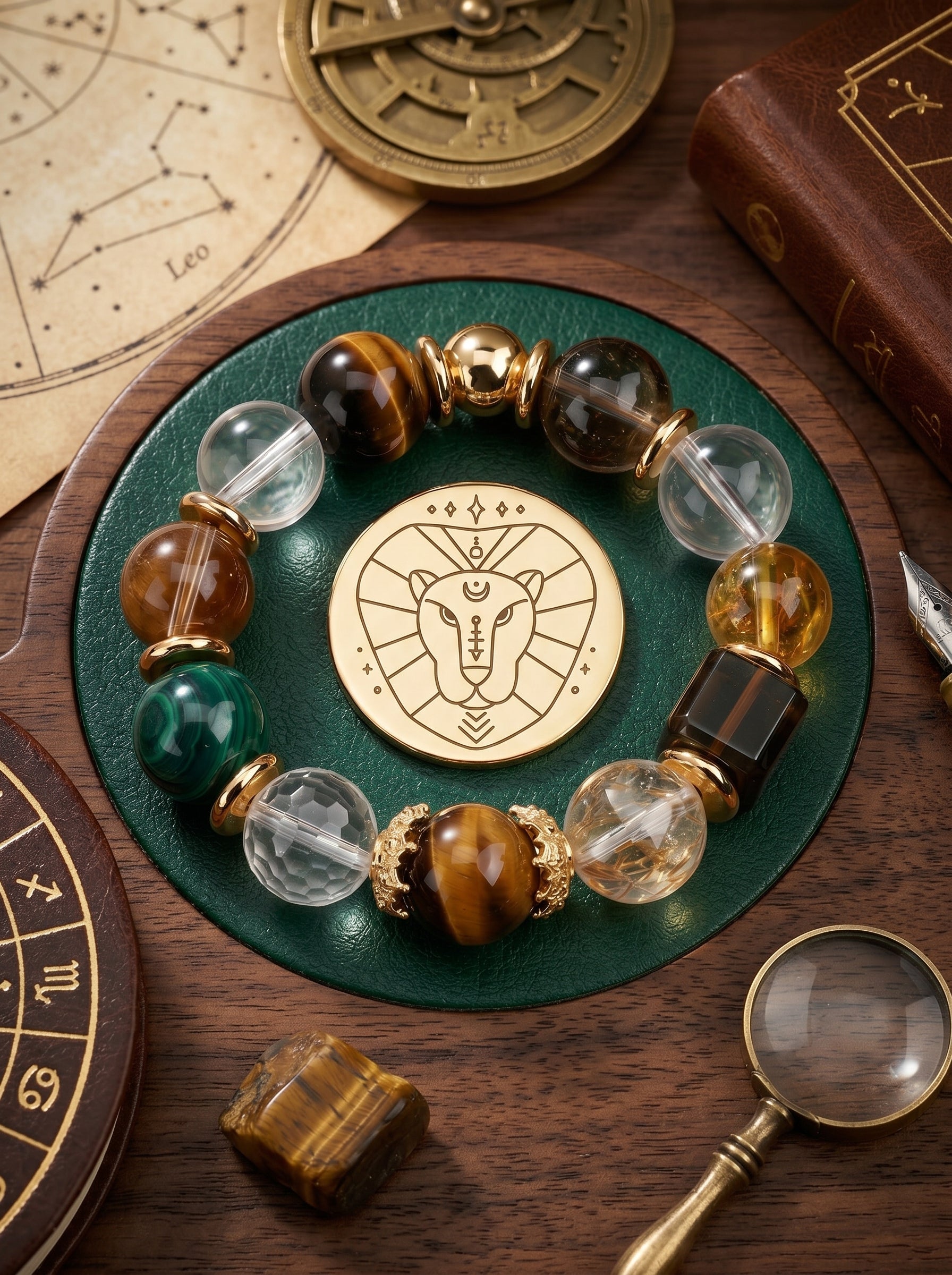Leo Imperial Manifestation Crystal Bracelet | Citrine & Rutilated Quartz Talisman