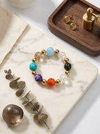Gemini Multi-Dimensional Manifestation Crystal Bracelet | Green Phantom & Gold Rutilated Talisman