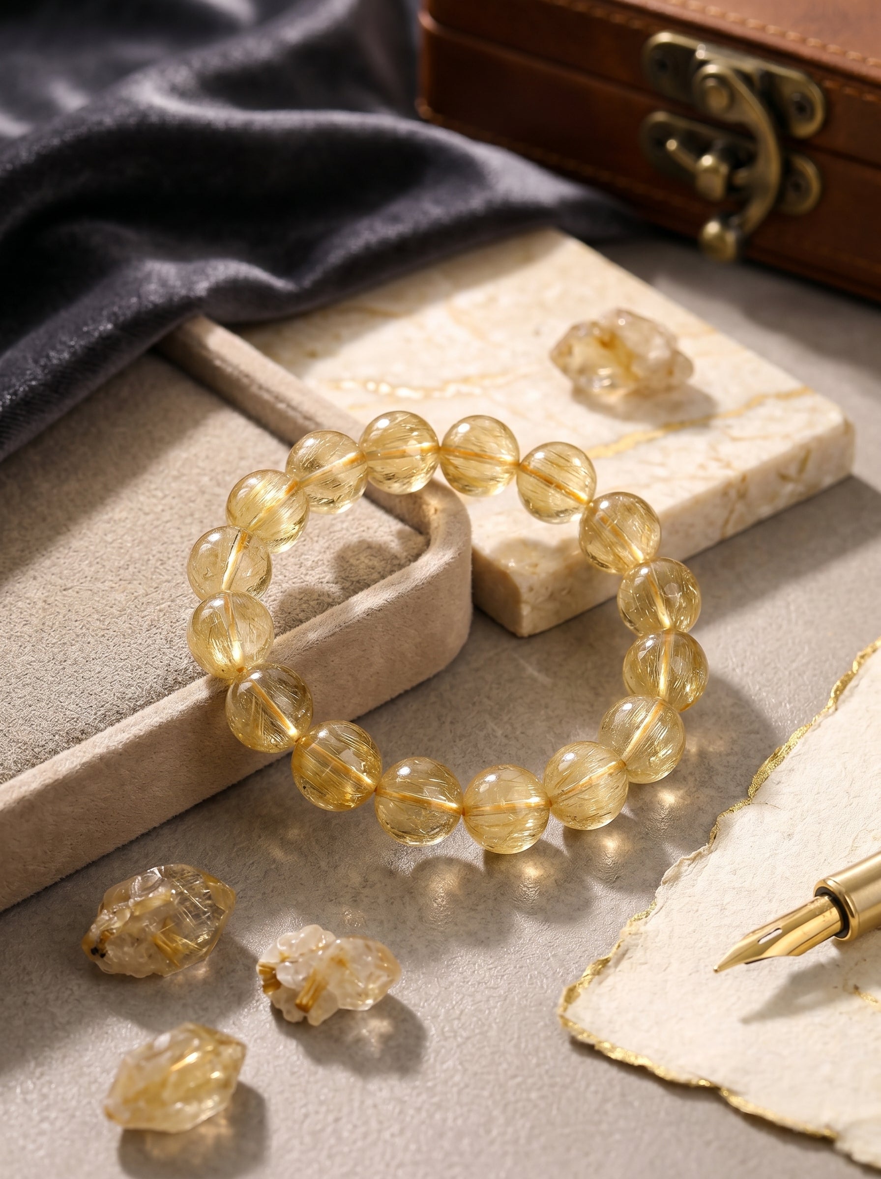 Premium Yellow Lepidolite Beaded Bracelet | Hand-Polished Natural Gemstone Jewelry for Inner Peace