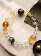 Taurus Sovereign Abundance Crystal Bracelet | Green Phantom & Citrine Talisman
