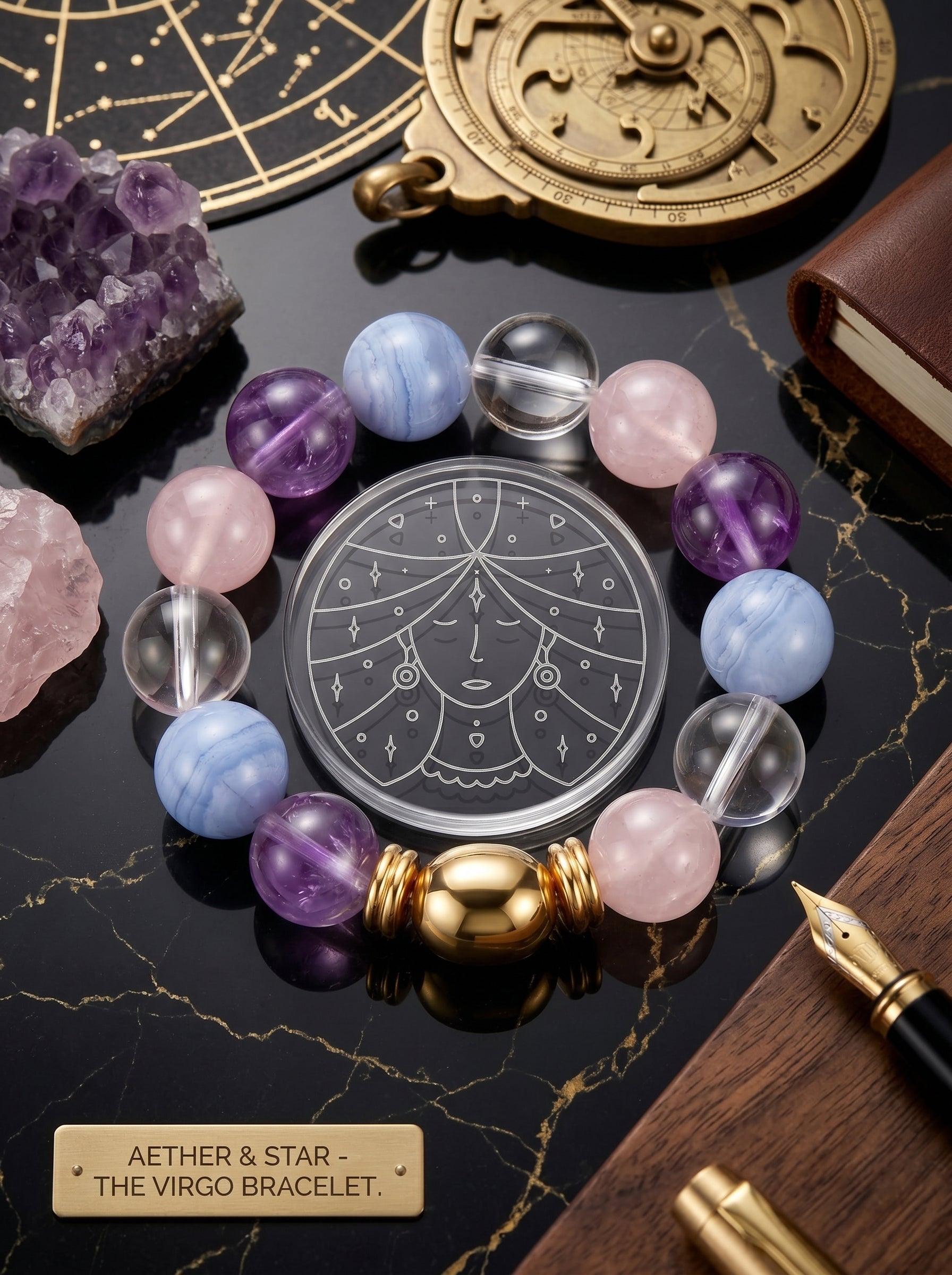 Virgo Sovereign Order Crystal Bracelet | Sodalite & Smoky Quartz Talisman