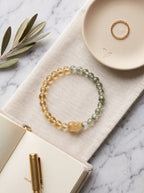 "Sovereign Wealth Matrix" Natural Citrine and Green Phantom Quartz Bracelet: Dual Alignment of Solar Plexus & Heart Chakra for Scaling & Arbitrage