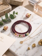 Sovereign Red" Premium Natural Garnet & Rubellite Tourmaline Single-Strand Bracelet: Root & Heart Chakra Alignment, Shield Executive Burnout & Restore Life-Force Vitality